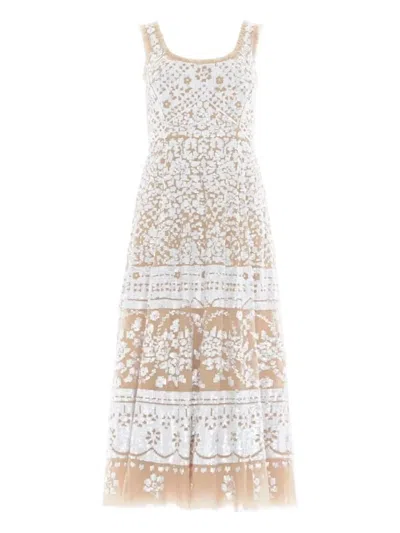 NEEDLE & THREAD SEQUIN-EMBELLISHED SCOOP-NECK MIDI DRESS