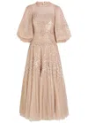 Needle & Thread Sequin-embellished Tulle Gown In Neutral