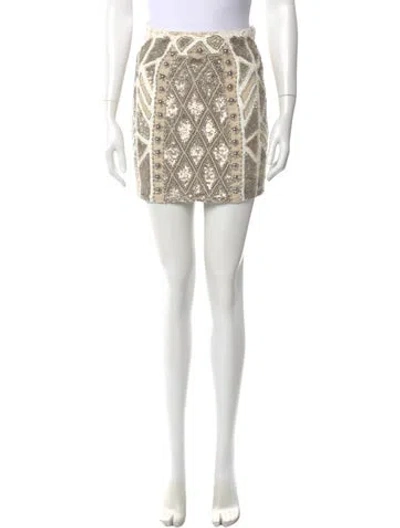 Pre-owned Needle & Thread Sequin Embellishments Mini Skirt In Neutral