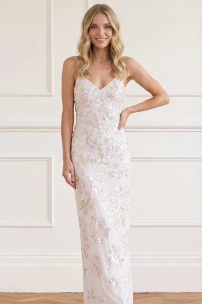 Needle & Thread Sequin Paradise Georgette Cami Gown In White