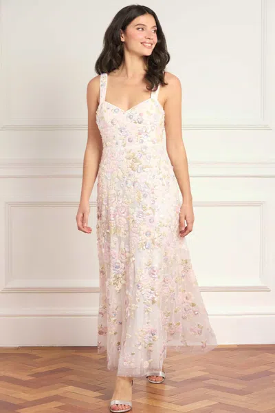 Needle & Thread Sequin Paradise Sweetheart Ankle Gown In White