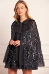 Needle & Thread Sequin Ribbon Hooded Cape In Blue