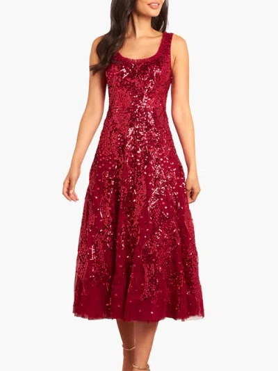 Needle & Thread Sequin Ribbon Scoop Neck Ballerina Dress In Red