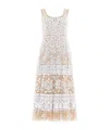 Needle & Thread Sequin-embellished Scoop-neck Midi Dress In White