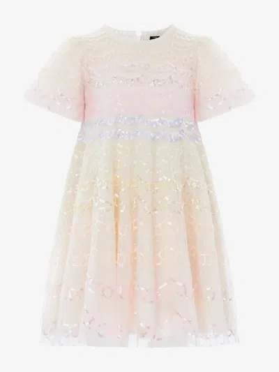 Needle & Thread Kids' Sequin-embellished Ruffled Dress In Pink