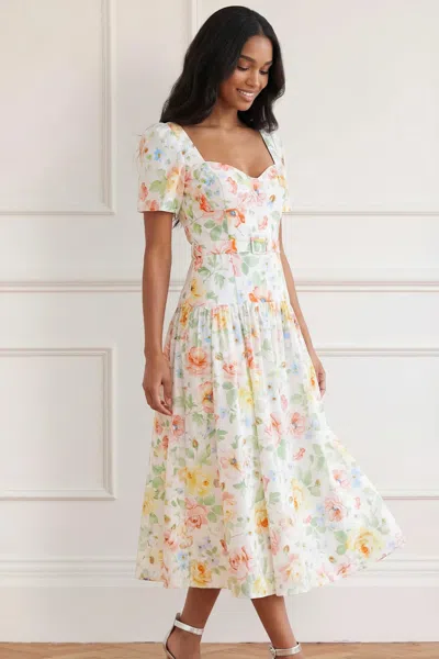 Needle & Thread Sienna Rose Cotton Ballerina Dress In White