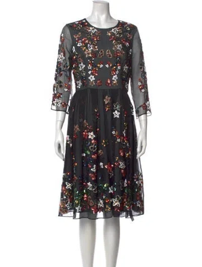 Pre-owned Needle & Thread Silk Midi Length Dress In Black