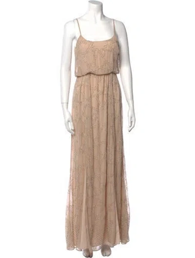 Pre-owned Needle & Thread Square Neckline Long Dress In Neutral