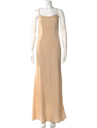 Pre-owned Needle & Thread Square Neckline Long Dress In Neutral