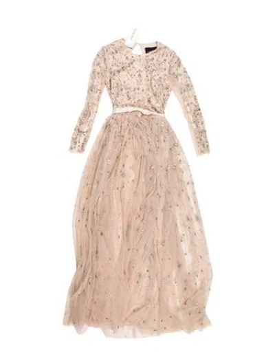 Pre-owned Needle & Thread Square Neckline Long Dress In Neutral