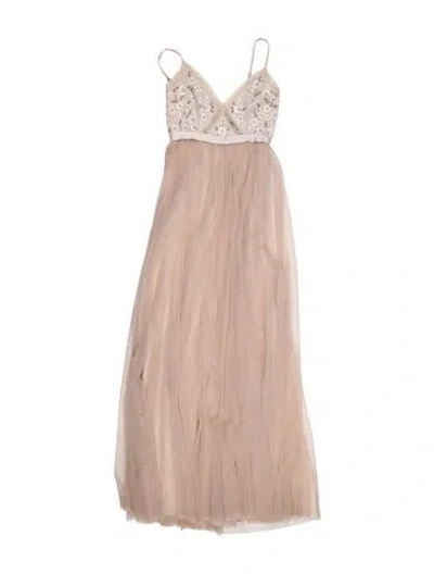 Pre-owned Needle & Thread Square Neckline Long Dress In Pink