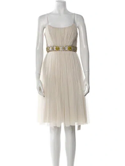 Pre-owned Needle & Thread Square Neckline Mini Dress In Neutral