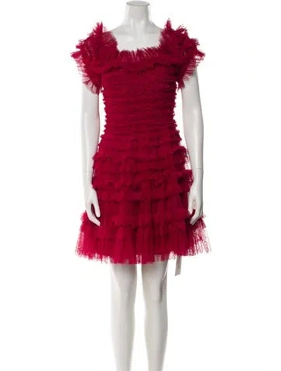 Pre-owned Needle & Thread Square Neckline Mini Dress In Red