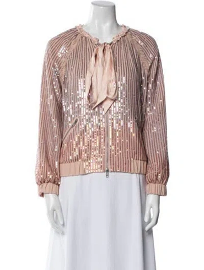 Pre-owned Needle & Thread Striped Evening Jacket In Pink