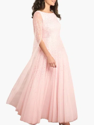 Needle & Thread Sunrise Sequin Cape Sleeve Ankle Gown In Pink