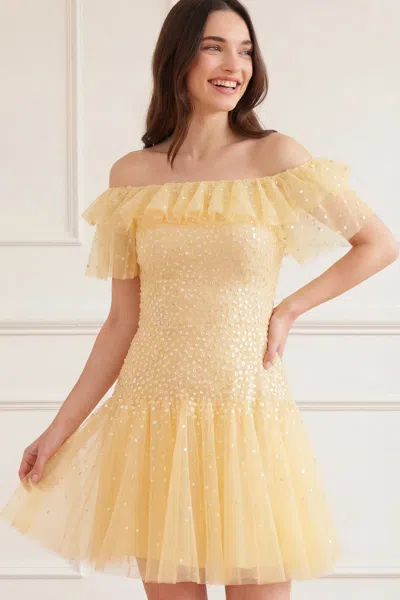 Needle & Thread Sunrise Sequin Short Sleeve Micro Mini Dress In Multi