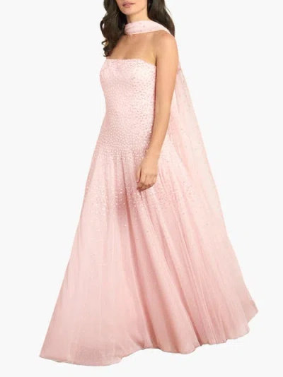 Needle & Thread Sunrise Sequin Strapless Cape Gown In Pink