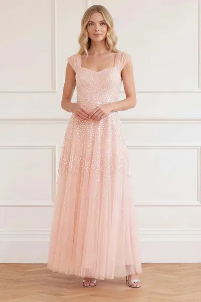 Needle & Thread Sunrise Sequin Sweetheart Ankle Gown In Pink