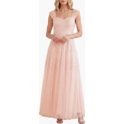 Needle & Thread Sunrise Sequin Sweetheart Ankle Gown In Pink