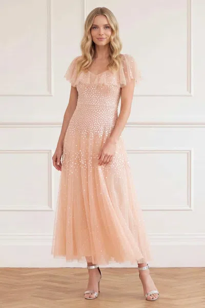 Needle & Thread Sunrise Sequin V-neck Ankle Gown In Pink