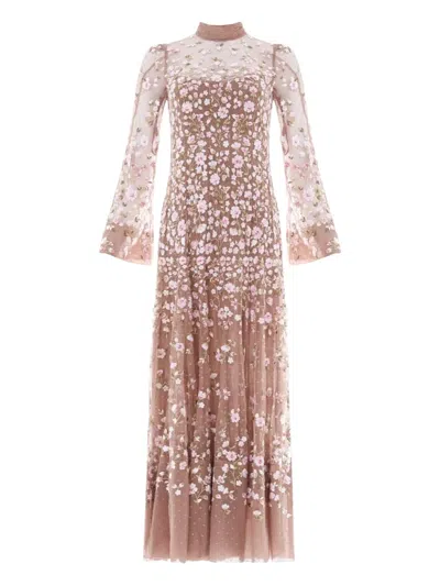 NEEDLE & THREAD SYLVIA ROSE LONG-SLEEVES MIDI DRESS