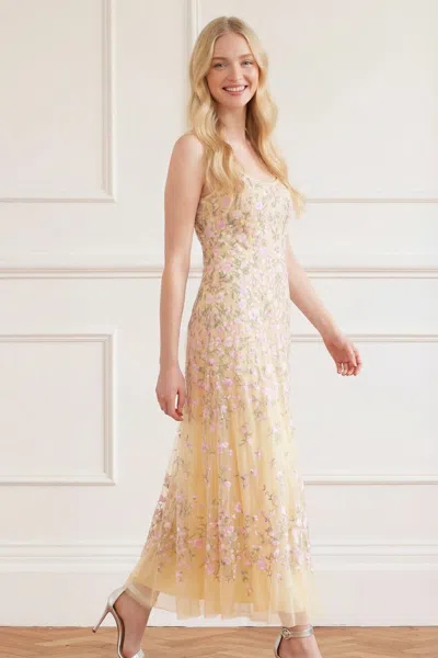 Needle & Thread Sylvia Rose Scoop Neck Ankle Gown In Yellow