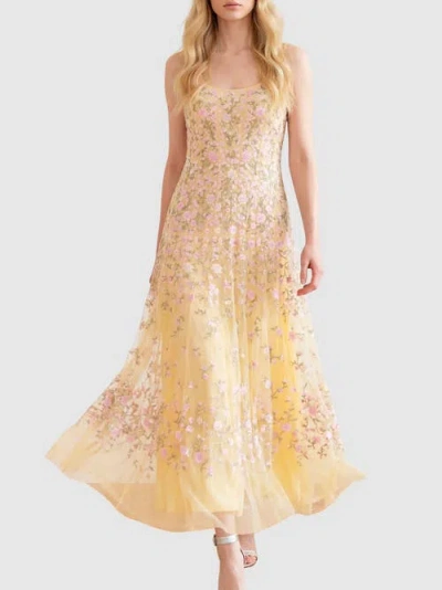 Needle & Thread Sylvia Rose Scoop Neck Ankle Gown In Yellow