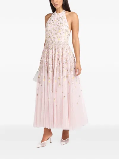 Needle & Thread Trailing Roses Halter-neck Midi Dress In Pink