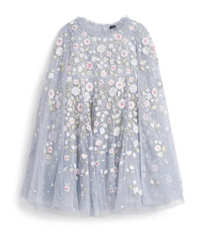 Needle & Thread Kids' Tulle Cape Ethereal Blooms Dress In Blue
