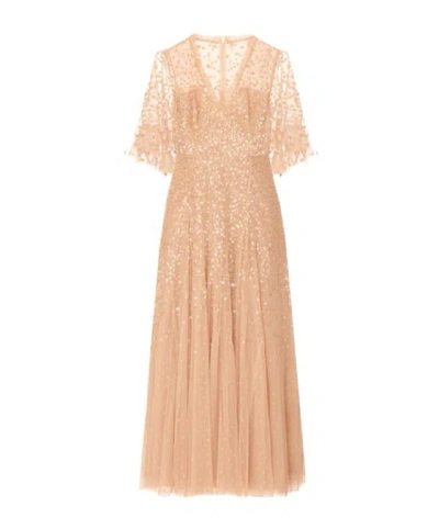 Needle & Thread Tulle Dress With Sequins In Nude