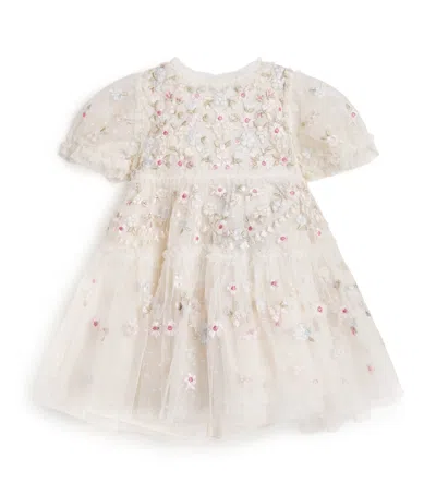 Needle & Thread Kids' Tulle Embroidered Garland Ribbon Dress In Neutral