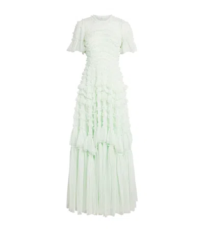 Needle & Thread Tulle Ruffle Valentine Maxi Dress In Blue