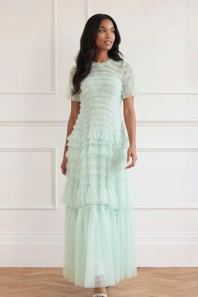 Needle & Thread Valentine Ruffle Gown In Green