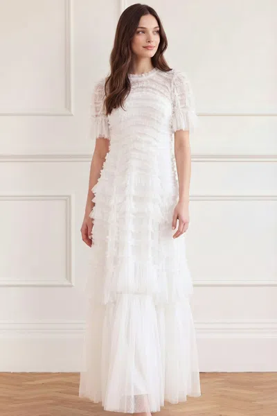 Needle & Thread Valentine Ruffle Gown In White