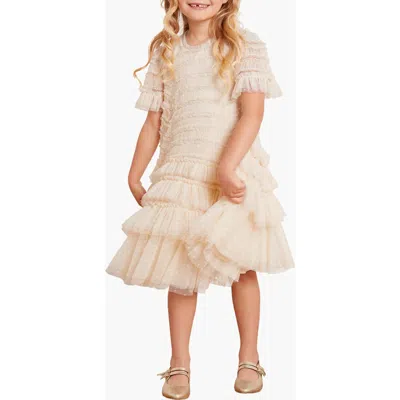 Needle & Thread Valentine Ruffle Kids Dress In Neutral