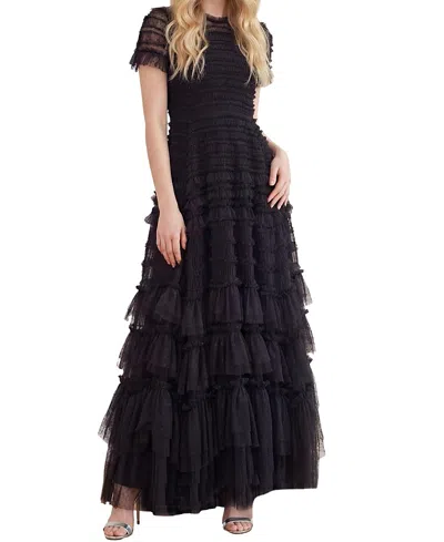 Needle & Thread Valentine Ruffle Maxi Gown In Black