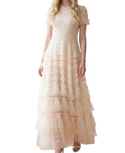 Needle & Thread Valentine Ruffle Maxi Gown In Neutral