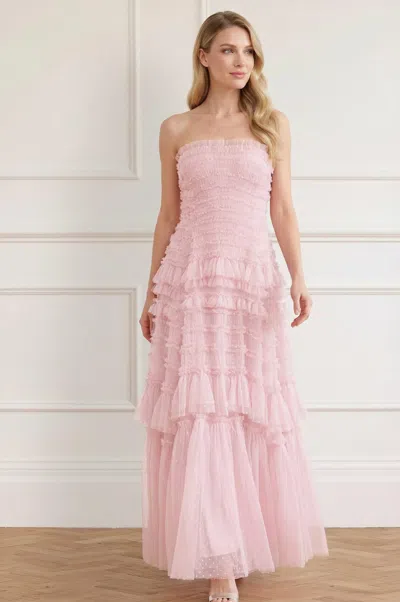 Needle & Thread Valentine Ruffle Strapless Gown In Pink