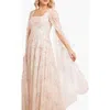 Needle & Thread Versailles Ditsy Cape Sleeve Ankle Gown In White