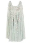 Needle & Thread Versailles Ditsy Floral-embroidered Tulle Gown In Blue