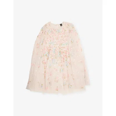 Needle & Thread Kids' Shell Versailles Ditsy-print Woven Cape Dress 8-12 In Neutral