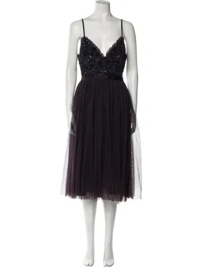 Pre-owned Needle & Thread V-neck Long Dress In Purple