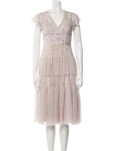 Pre-owned Needle & Thread V-neck Midi Length Dress In Purple