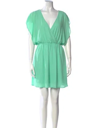 Pre-owned Needle & Thread V-neck Mini Dress In Green