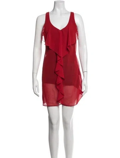 Pre-owned Needle & Thread V-neck Mini Dress In Red