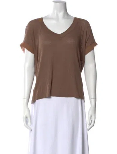 Pre-owned Needle & Thread V-neck Short Sleeve T-shirt In Brown
