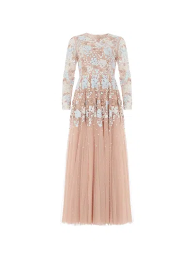 Needle & Thread Wisteria Dot Long-sleeve Gown In 뉴트럴