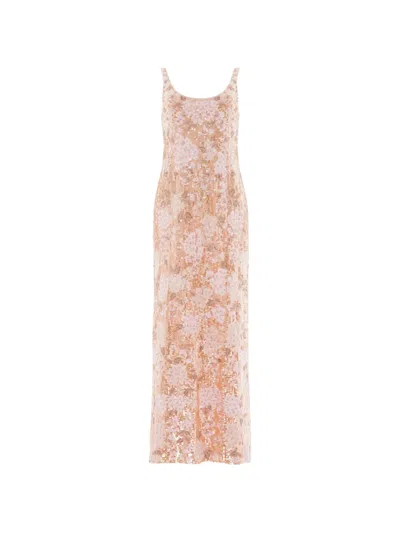 Needle & Thread Wisteria Shimmer Sequin-embellished Floral-print Gown In Neutral