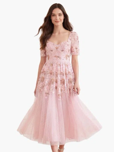 Needle & Thread Wisteria Sweetheart Short Sleeve Dress In Pink