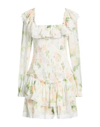 Needle & Thread Woman Mini Dress Green Size 10 Polyester In White